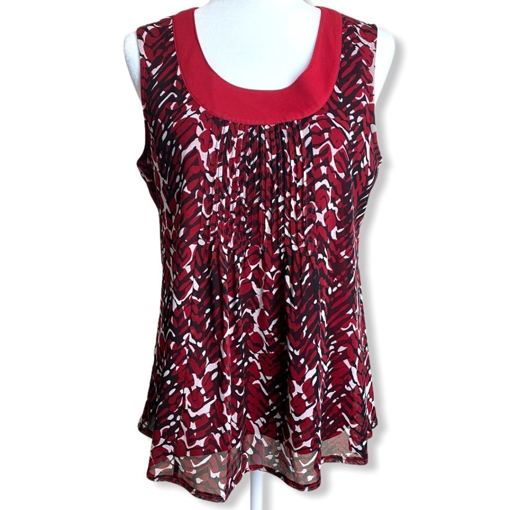 Rafaella Red & Black Sleeveless Blouse